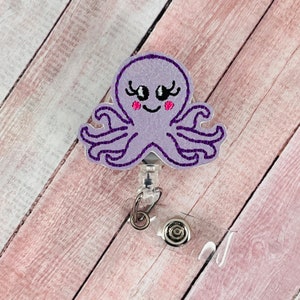 Zwijany identyfikator Octopus, uchwyt na identyfikator pielęgniarki, uroczy letni identyfikator pielęgniarki w formie szpuli, prezent dla pielęgniarki szpitalnej, letni uchwyt na identyfikator