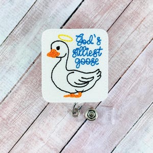 God's Silly Goose Badge Reel, Funny Badge Holder, Nurse ID Badge, Teacher Lanyard, Retractable Badge Clip, Badge Topper, Coworker Gift