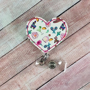 Mexican Fiesta Badge Reel, Taco Badge, Cinco De Mayo Badge, ID Badge Holder, Nurse Badge Reel, Teacher Lanyard, Badge Buddy