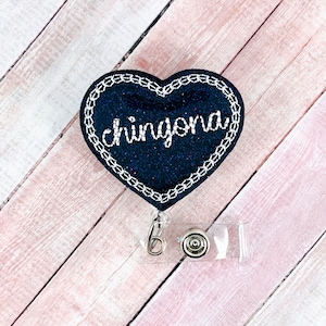 Chingona Badge Reel, Mexican Badge Reel, Funny Nurse Badge Holder, Retractable ID Badge Holder, Heart Badge Reel, ER Nurse Gift