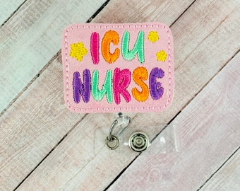 Carrete para credencial de enfermera de UCI, soporte para credencial de enfermera, credencial de identificación médica, clip retráctil para credencial, regalo para compañeros de trabajo, compañero de credencial médica, unidad de cuidados intensivos