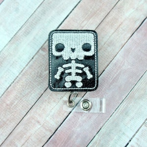 Skeleton X-Ray Badge Reel, Radiology Badge Holder, XRay Tech Badge Reel, ID Badge Holder, Badge Pull, Nurse Badge Reel, Radiologist Badge