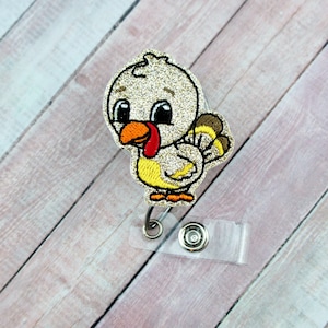 Turkey Badge Reel, Thanksgiving Badge Holder, Fall Badge, Retractable ID Holder, Lanyard, Gifts for Nurses, Autumn Badge Reel, Gifts for Her