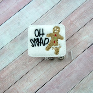 Gingerbread Badge Reel -  Oh Snap Badge Holder - Gingerbread Girl - Badge Reel - Felt Badge Reel- Retractable ID Badge Holder - Badge Pull