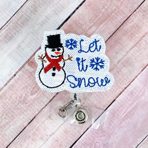 Let It Snow Badge Reel, Winter Badge, Badge Holder, ID, Lanyard, Nurse Badge, Christmas Badge Reel, Lanyard, Snowman Badge Reel, Retractable