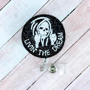 Livin The Dream Badge Reel, Radiologist ID Badge Holder, Radiology Nurse ID Badge Clip, Hospital Name Tag, Skeleton Badge Reel, MRI Safe