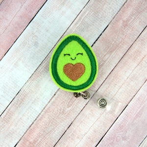 Avocado Badge Reel - Avocado - Felt Badge Reel - Cute Badge Clip - Retractable ID Badge Holder - Badge Pull - Avocado Gifts - Badge Holder