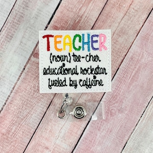 Teacher Badge Reel, Teacher Lanyard, Gift for Teachers, Interchangeable ID Badge Holder, Back to School Gift, ID Holder, Badge Clip