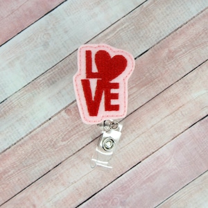 Love Badge Reel - Pretty Badge Reel -Valentine&#39;s Day Badge - Lanyard - Nurse Gift -Teacher Badge Reel - Retractable ID Badge Holder