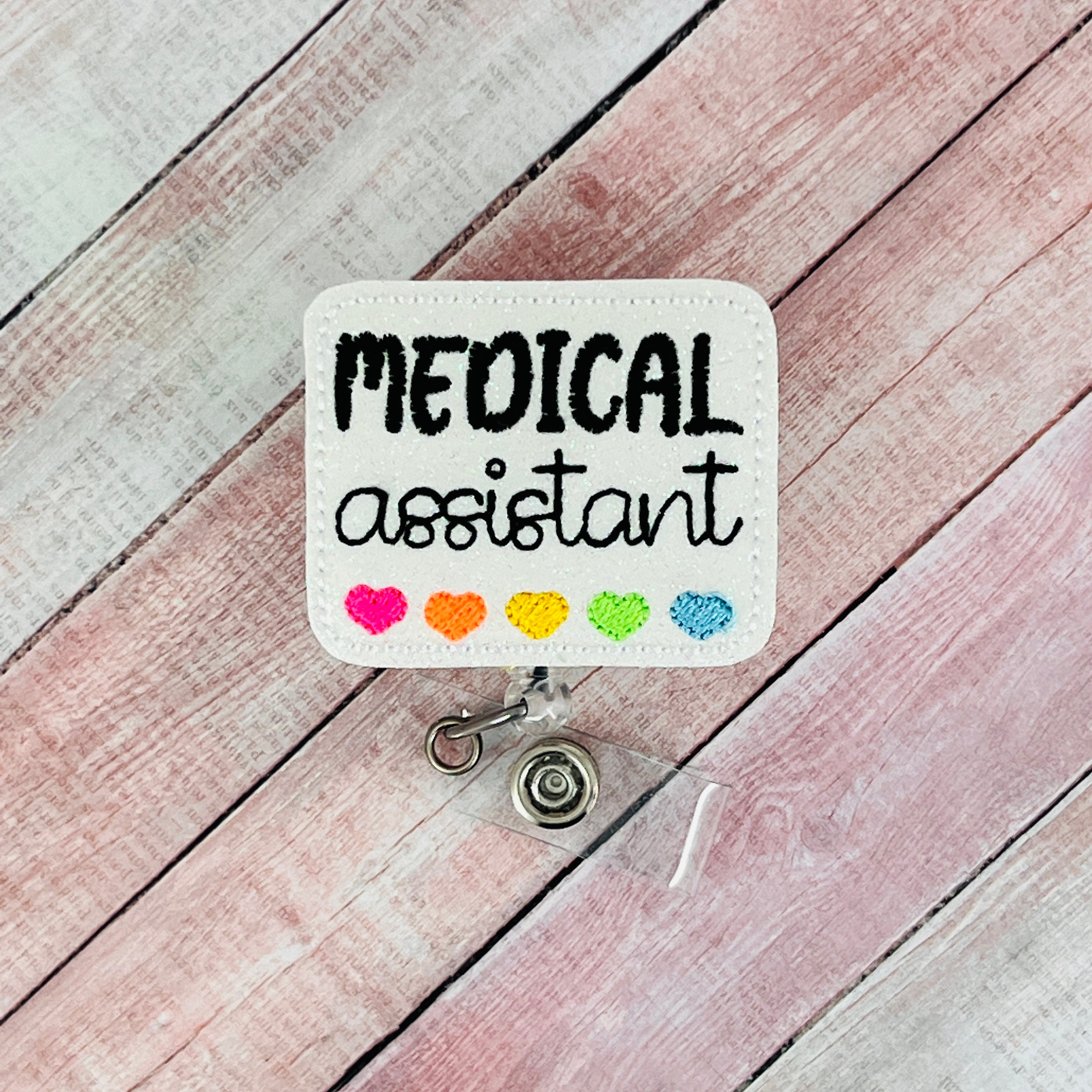 Medical Assistant Badge Reel, Retractable ID Badge Holder, Medical