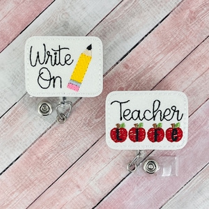 Teacher Lanyard, Teacher ID Clip Badge Reel, Retractable Badge Pull, Gifts for Teachers, Teacher Appreciation Gift, School Badge Reel