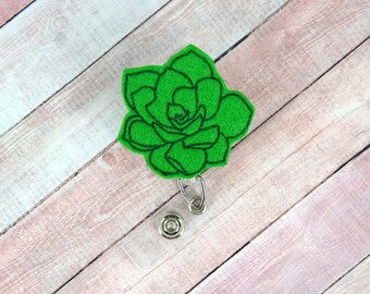 Succulent Badge Reel, Retractable ID Badge Holder, Plant Badge Holder, Nurse Badge Reel, Teacher Lanyard, Plant Lover Gift, Coworker Gift