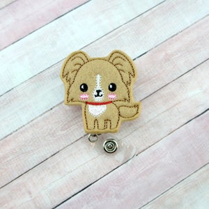 Papillon Badge Reel - Dog Badge Holder -  Feltie Badge Reel - Cute Badge Clip - Retractable ID Badge Holder - Badge Pull - Badge Reel