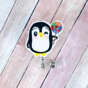 Lollipop Penguin Badge Reel, Badge Holder, Nurse, ID Badge, Christmas Badge Reel, Winter Badge, Lanyard, Teacher Badge, Badge Clip