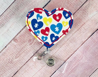 Autism Badge Reel, Autism Awareness ID Badge Reel, Retractable ID Badge Holder, Puzzle Badge Reel, Nurse ID, Gifts for Nurses, Lanyard