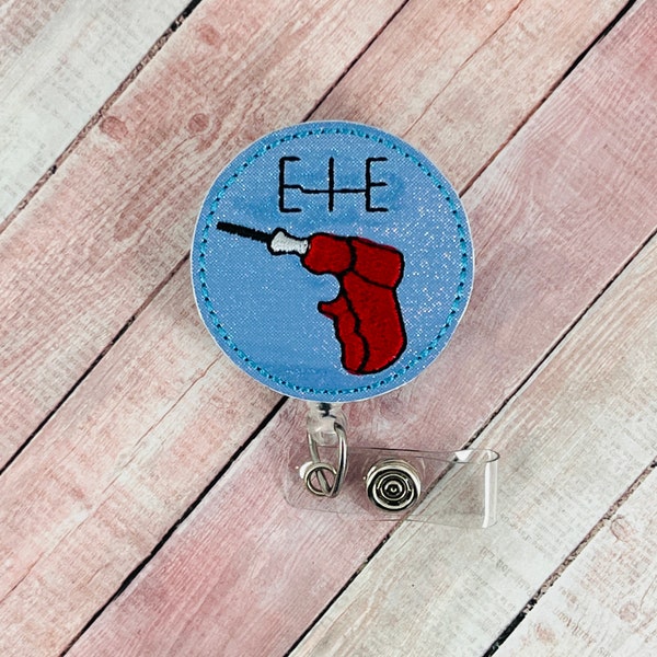 IO Drill Badge Reel, Funny Badge Clip, EMS Badge Reel, ER Nurse Badge Holder, Hospital Badge Reel, Retractable Badge Clip