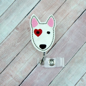 Valentines Day Pup Badge Reel - Love Badge Reel - Badge Reel - Badge Holder - Retractable Badge Holder - Badge Pull - Felt Badge - Lanyard