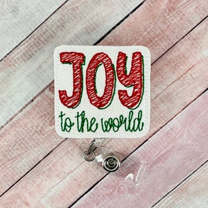 Joy To The World ID Holder, Christmas Badge Holder, Winter Badge Reel, Nurse Gift, Retractable ID Badge Holder, Teacher Lanyard, Nurse Badge