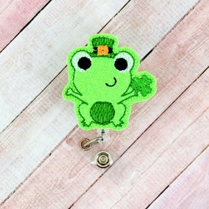 Lucky Frog Badge Reel, Saint Patrick&#39;s Day Badge Reel, St. Patrick&#39;s Day Badge, Nurse Badge Reel, Retractable ID Badge Holder, ID Badge