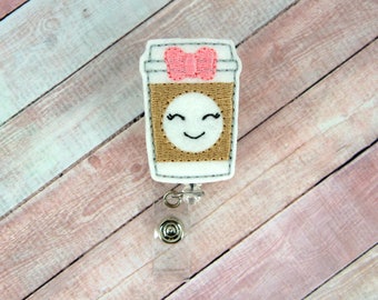 Coffee Badge Reel, Badge Holder, Teacher Coffee, Coffee Badge Clip, Latte Badge, Coffee Lanyard, Barista Gift, Barista Name Tag