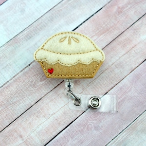 Pie Badge Reel - Pie Badge Reel - Felt Badge Reel - Cute Badge Clip - Retractable ID Badge Holder - Badge Pull - Lanyard - Badge Holder