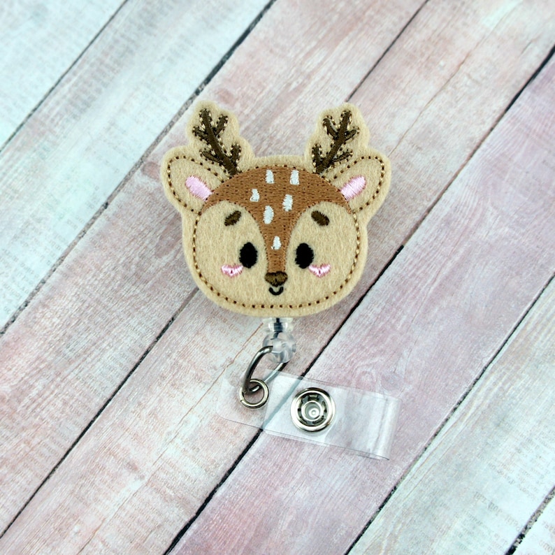 Badge Reel Deer Badge Clip Badge Pull Retractable Badge Reindeer Badge Reel Badge Holder Kawaii Deer Badge Reel