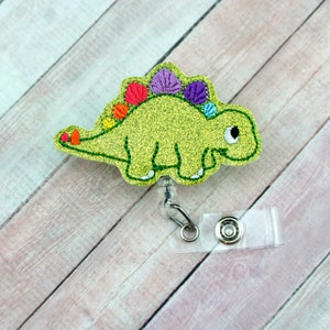 Glitter Dinosaur Badge Reel - Dinosaur Badge - Badge Holder - Medical Badge Holder - Badge Pull - Lanyard - Badge Holder - Badge Reel
