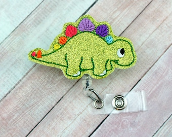 Glitter Dinosaur Badge Reel - Dinosaur Badge - Badge Holder - Medical Badge Holder - Badge Pull - Lanyard - Badge Holder - Badge Reel