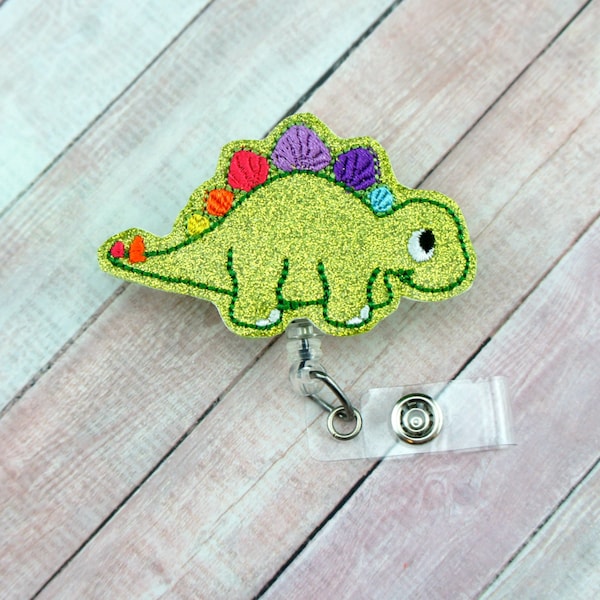 Glitter Dinosaur Badge Reel - Dinosaur Badge - Badge Holder - Medical Badge Holder - Badge Pull - Lanyard - Badge Holder - Badge Reel