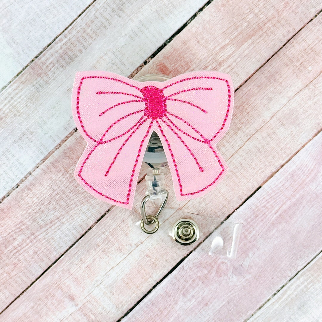 Coquette Pink Bow Badge Reel, Nurse Badge Holder, Pretty Badge Reel ...