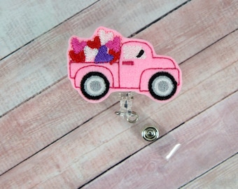 Pick Up Truck Badge Reel - Nurse Badge Reel - Valentines Day Badge Reel - Badge Reel- Retractable ID Badge Holder - Badge Pull