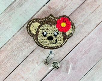Monkey Badge Reel, Nurse Gift, Monkey Badge Holder, Monkey Lanyard, Teacher Gift, Nurse ID Holder, Retractable Badge, ID Badge Clip
