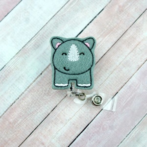 Rhino Badge Reel - Rino Badge - Animal Badge Reel -  Badge Reel - Badge Holder - Retractable ID Badge Holder - Badge Pull - Lanyard