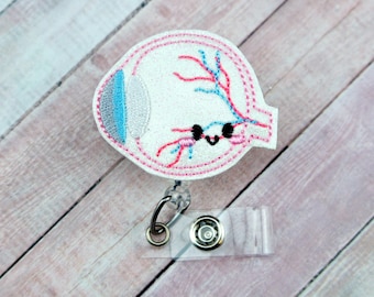 Kawaii Eye Anatomy Badge Reel - Optometry Badge - Optometry Id Holder - Badge Reel - Retractable ID Badge Holder - Badge Pull - Lanyard