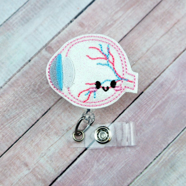 Kawaii Eye Anatomy Badge Reel - Optometry Badge - Optometry Id Holder - Badge Reel - Retractable ID Badge Holder - Badge Pull - Lanyard