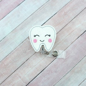 Bobine de badge dentaire - cadeau dentiste - bobine de badge dentaire - clip pour badge mignon - clip pour badge - tirette de badge - badge de dent - lanière - porte-badge