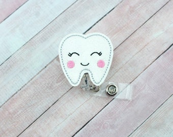 Tooth Badge Reel - Dentist Gift -  Tooth Badge Reel - Cute Badge Clip - Badge Clip - Badge Pull - Tooth Badge  - Lanyard -Badge Holder