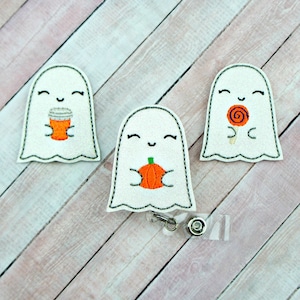 Carrete de insignia fantasma - Soporte de insignia de otoño - Clip de insignia de Halloween - Carrete de insignia - Soporte de insignia retráctil - Tirador de insignia - Soporte de insignia