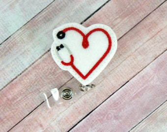 Stethoskop Herz Badge Reel, Stethoskop Badge, Krankenschwester Badge Reel, RN Badge Reel, Retractable ID Badge Halter, Badge Pull, Badge Buddy