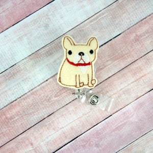 Französische Bulldogge Abzeichen Reel - Hund ID Clip - Krankenschwester Ausweis Reel - Lehrer Ausweis Reel - Einziehbarer ID Ausweishalter - Badge Pull