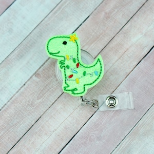 Tree Rex Badge Reel - Glitter Dinosaur Badge Reel - Funny Badge Reel - Badge Holder - Badge Pull - Lanyard - Badge Holder - Badge Reel