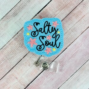 Carretel de distintivo Salty Soul, porta-identidade de enfermeira engraçado, cordão retrátil, presentes para professores, enfeite de distintivo, distintivo de segurança para ressonância magnética