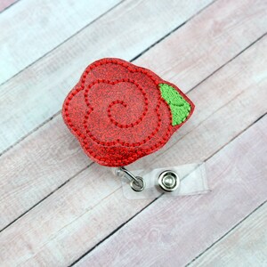 Rose Badge Reel, Flower Badge Reel, Nurse Name Tag, Retractable Badge Holder, Floral ID Badge, ID Holder for Nurse, Lanyard Badge Holder