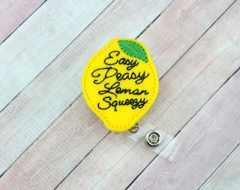 Easy Peasy Lemon Head Badge Reel - Badge Reel - Nurse Badge Reel - Badge Holder - Retractable ID Badge Holder - Badge Pull
