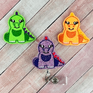 Glitter Dinosaur Badge Reel, Dino Badge Holder, Medical ID Badge Holder, Badge Clip, Gifts for Nurses, Teacher Lanyard, Pediatrics Badge