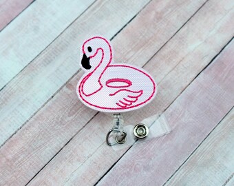 Flamingo Float Badge Reel - Flamingo Badge Reel - Cute Badge Clip - Retractable ID Badge Holder - Badge Pull - Badge Holder
