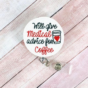 Medical Advice Badge Reel, Coffee Badge Reel, Nurse ID Badge, Hospital Badge, Badge Holder, Lanyard, Retractable Badge, Funny Badge