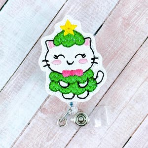 Bobine de badge chat arbre de Noël, clip pour porte-badge d&#39;infirmière, lanière d&#39;enseignant, ami de badge sécurisé pour IRM, décoration de badge, cadeau de collègue, ami de badge