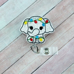 Bobine de badge éléphant lumières de Noël - bobine de badge - porte-badge - porte-badge d&#39;identité - tirette de badge - lanière - cadeaux d&#39;infirmière