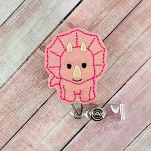 Pink Dinosaur Badge Reel, Dinosaur Badge, Nurse Badge Clip, ID Badge Holder, Retractable Badge, Nurse Badge Reel, Cute Badge Holder, RN Gift